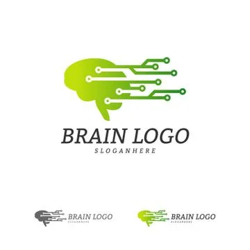Brain Tech Logo Vector Template. Tech Brain Mind Logo Concepts 스톡 일러스트