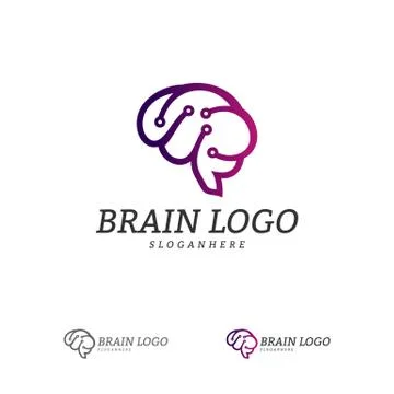 Brain Tech Logo Vector Template. Tech Brain Mind Logo Concepts 스톡 일러스트