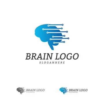 Brain Tech Logo Vector Template. Tech Brain Mind Logo Concepts 스톡 일러스트
