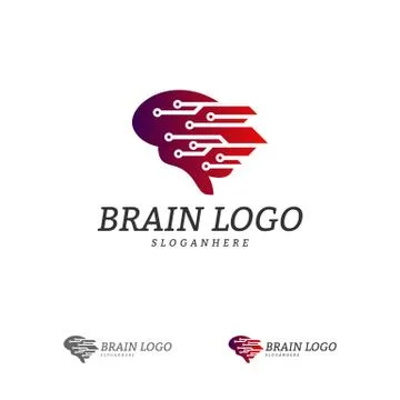 Brain Tech Logo Vector Template. Tech Brain Mind Logo Concepts Stock Illustration