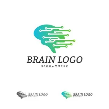 Brain Tech Logo Vector Template. Tech Brain Mind Logo Concepts Stock Illustration
