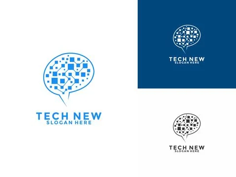 Brain Tech logo vector template. Innovate technology startup logo concept Illustrazione stock