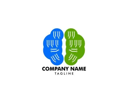 Brain Tech Mind Data Logo Design Template Stock Illustration