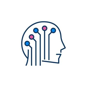 Brain Tech vector AI Head concept colored icon or symbol 스톡 일러스트