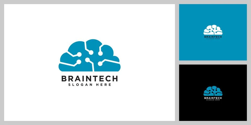 Brain technology logo design template Stock Illustration