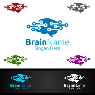 Brain Technology Logo with Think Idea Concept Design イラスト素材