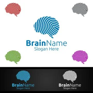 Brain Technology Logo with Think Idea Concept Design Stock Illustration