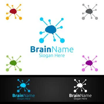 Brain Technology Logo with Think Idea Concept Design Stock Illustration