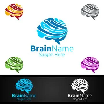Brain Technology Logo with Think Idea Concept Design Stock Illustration