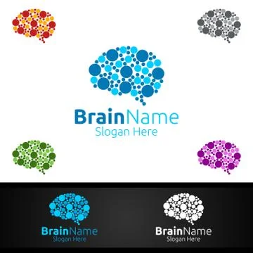Brain Technology Logo with Think Idea Concept Design 스톡 일러스트