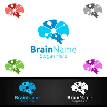 Brain Technology Logo with Think Idea Concept Design イラスト素材