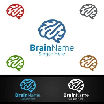 Brain Technology Logo with Think Idea Concept Design Stock Illustration