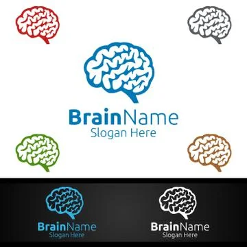 Brain Technology Logo with Think Idea Concept Design Stock Illustration