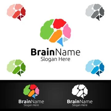 Brain Technology Logo with Think Idea Concept Design 스톡 일러스트