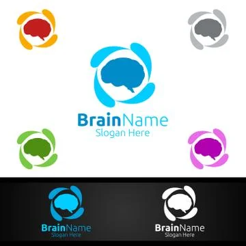 Brain Technology Logo with Think Idea Concept Design Stock Illustration