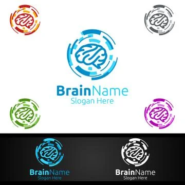 Brain Technology Logo with Think Idea Concept Design 스톡 일러스트