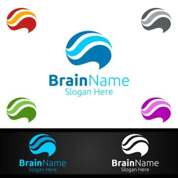 Brain Technology Logo with Think Idea Concept Design Stock Illustration