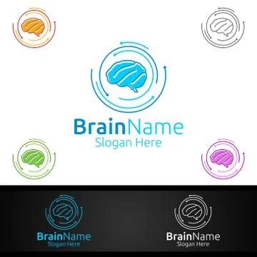 Brain Technology Logo with Think Idea Concept Design イラスト素材