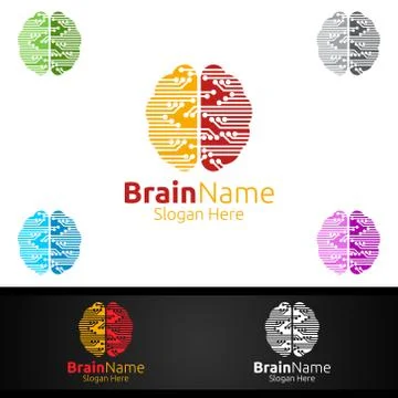 Brain Technology Logo with Think Idea Concept Design イラスト素材