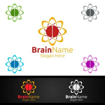 Brain Technology Logo with Think Idea Concept Design Stock Illustration
