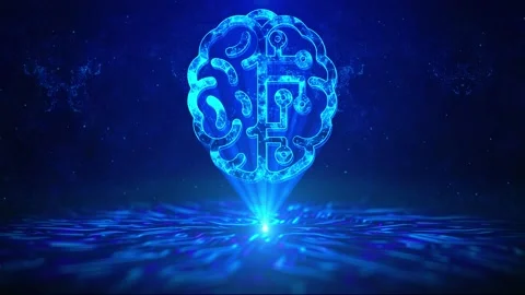 Brain Technology Text with HUD Rotation Digital Technology interface Sci Fi Stock Footage 217880447