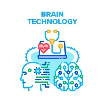 Brain Technology Vector Concept Color Illustration Stock Illustration