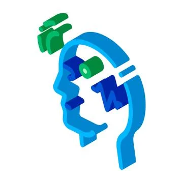 Brain Telepathic Control isometric icon vector illustration Stock Illustration