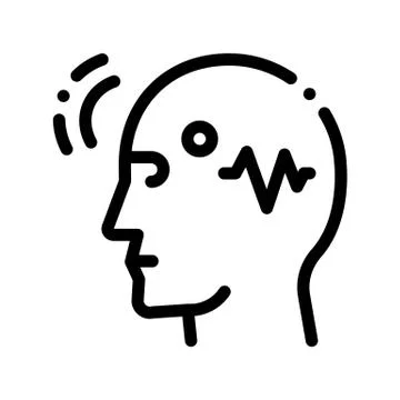Brain Telepathic Control Thin Line Icon Stock Illustration