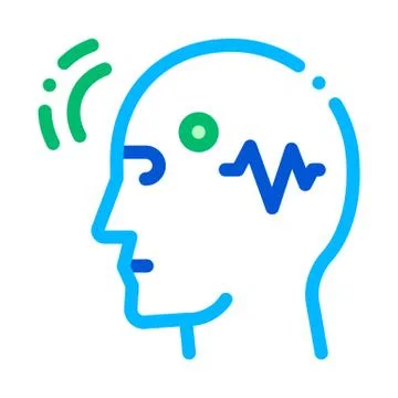 Brain Telepathic Control Vector Thin Line Icon Stock Illustration