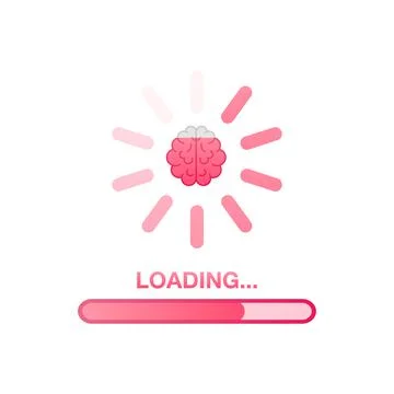 Brain, think loading concept with idea processed on a lightbulb bar. Vector Stock Illustration