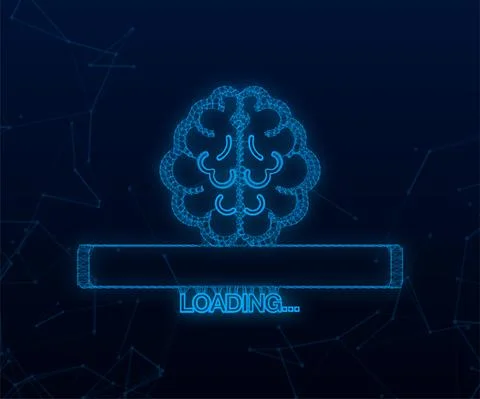 Brain, think loading plexus concept with idea processed on a lightbulb bar イラスト素材