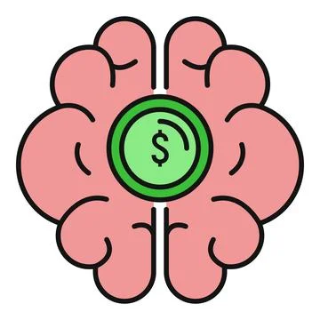 Brain thinking about money and financial intelligence Stock Illustration