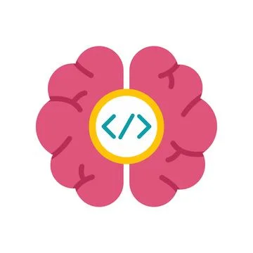 Brain thinking with code symbols for artificial intelligence Illustrazione stock