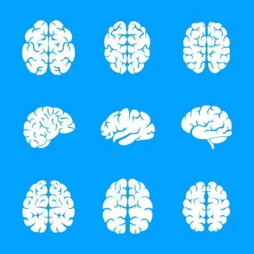 Brain thinking icon set, simple style Stock Illustration