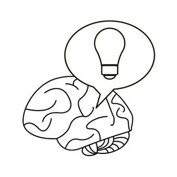 Brain thinking idea bubble outline イラスト素材