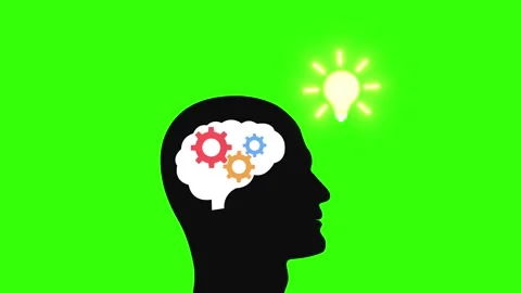 Brain thinking idea light bulb animation brain head gear spinning thinking .. Stock Footage 262218466
