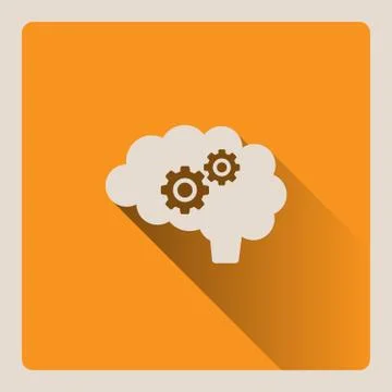 Brain thinking illustration on yellow background with shade Stock Illustration