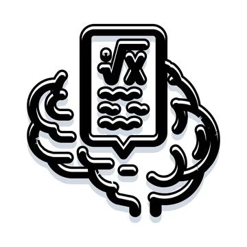 Brain thinking logic calculating complex math solution Illustrazione stock