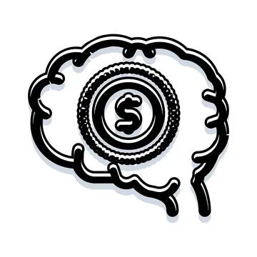 Brain thinking money creating financial ideas process Illustrazione stock