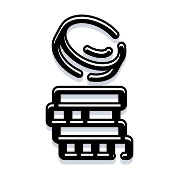 Brain thinking over stack of learning books Ilustração Stock
