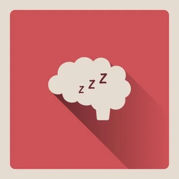 Brain thinking in sleep illustration on red background with shade Stock Illustration