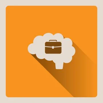 Brain thinking at work illustration on yellow background with shade Stock Illustration