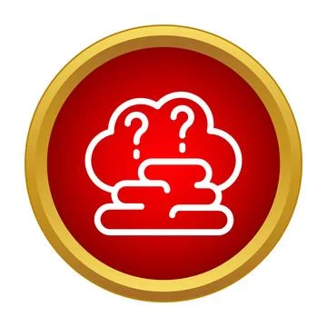 Brain thought cloud with question marks icon Stock Illustration
