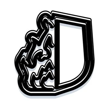 Brain thought exploding from letter d concept Illustrazione stock