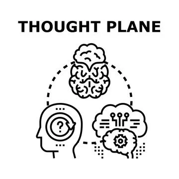 Brain thought process and neural network developing ideas Stock Illustration