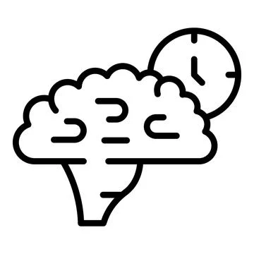 Brain timing icon outline vector. Visual cognitive Illustrazione stock