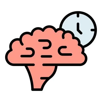 Brain timing icon vector flat Stock Illustration