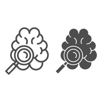 Brain tomography line and solid icon, Medicine concept, Brain examination sign Stock Illustration