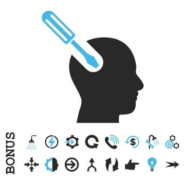 Brain Tool Flat Vector Icon With Bonus Stock Illustration