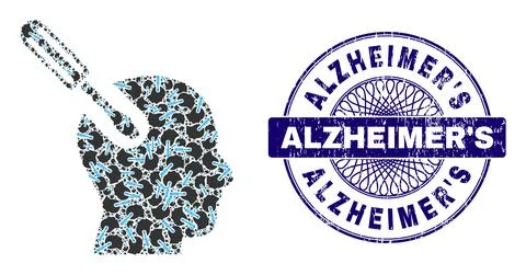 Brain Tool Recursive Mosaic of Brain Tool Items and Scratched Alzheimer'S Round Illustrazione stock